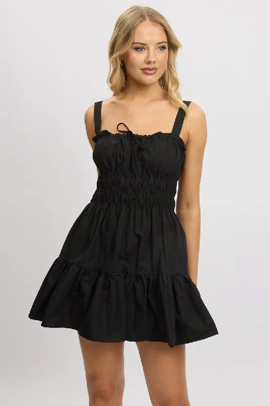 Hat - Friendly Casual Dresses for Outdoor Outfits Black Fit And Flare Dress Mini Poplin Hat - Friendly Casual Dresses for Outdoor Outfits Black Fit And Flare Dress Mini Poplin