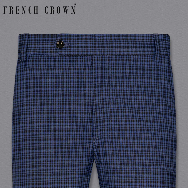 Chambray Blue and Jade Black Gingham Premium Cotton Pant