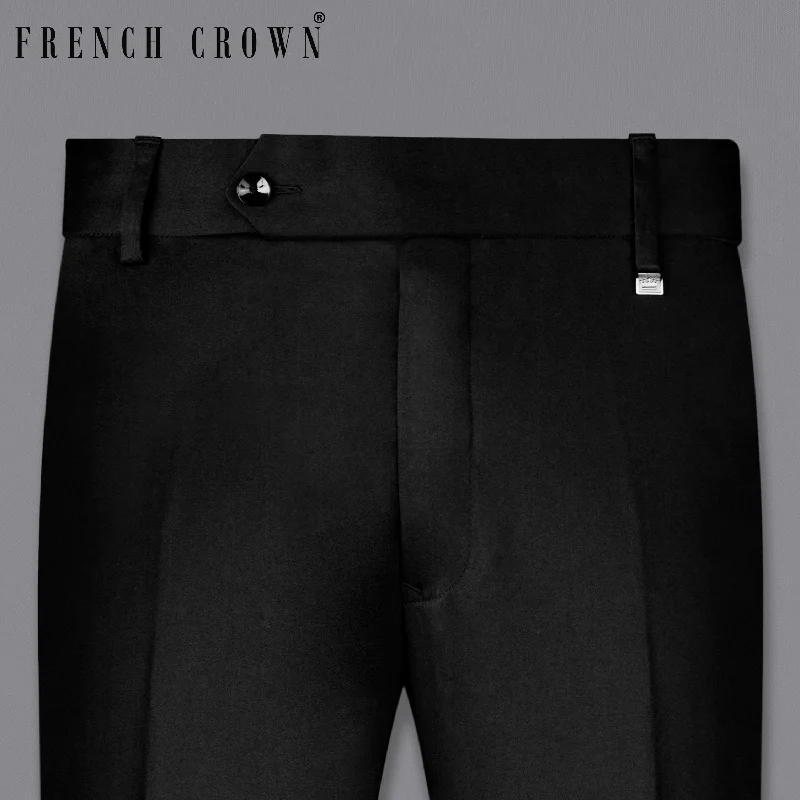 Jade Black Solid Stretchable Premium Cotton traveler Pant