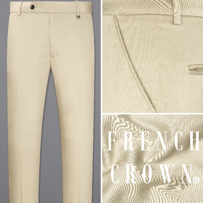 Moon Mist Beige Stretchable Premium Cotton traveler Pant