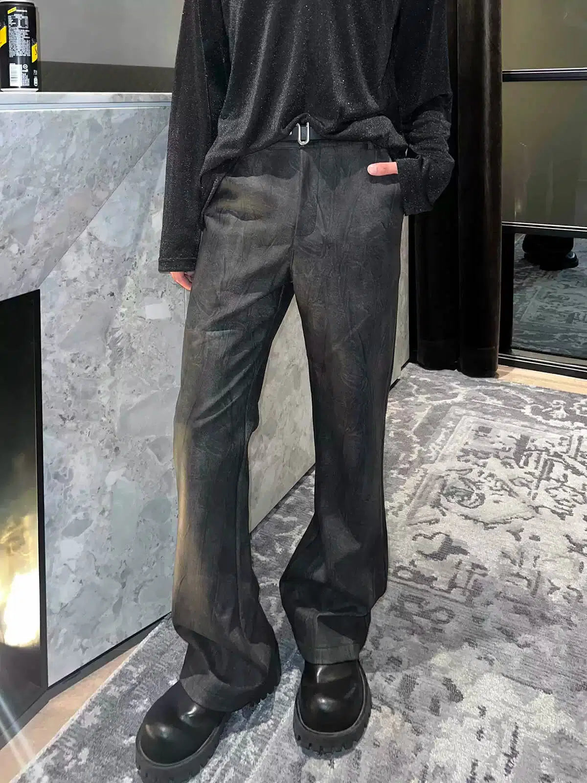 Slim-fit Leather Flared Pants