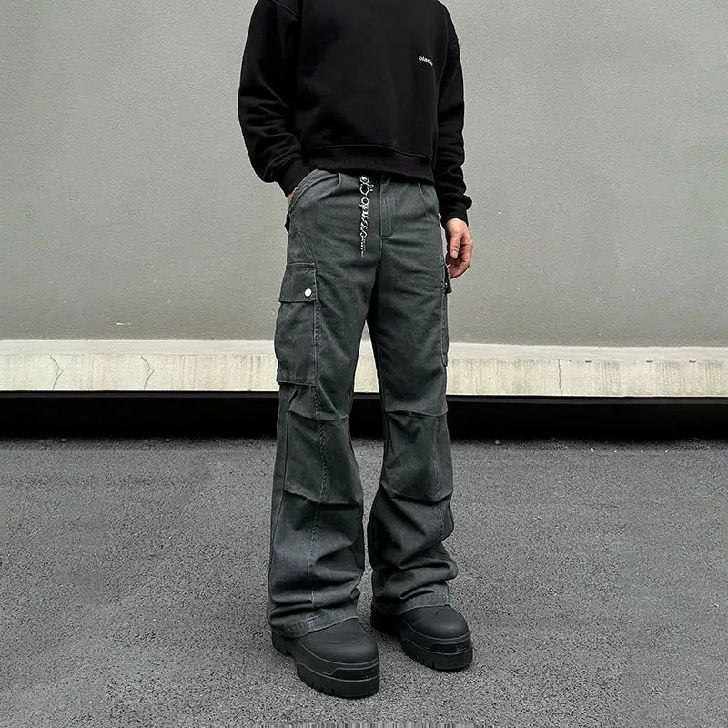 Straight-leg Flared Paratrooper Pants