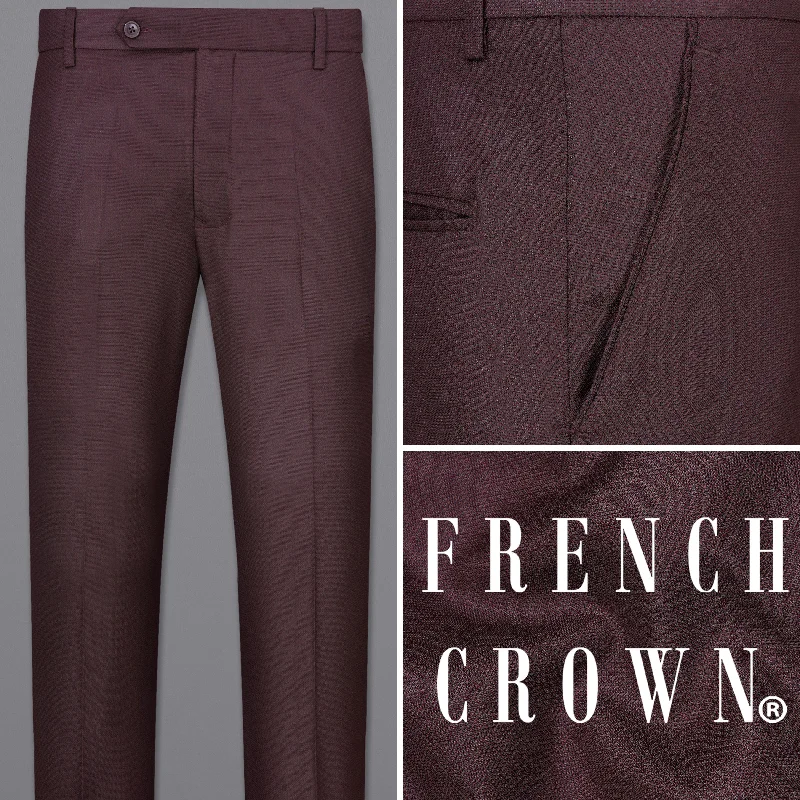 Taupe Maroon Textured  Pant