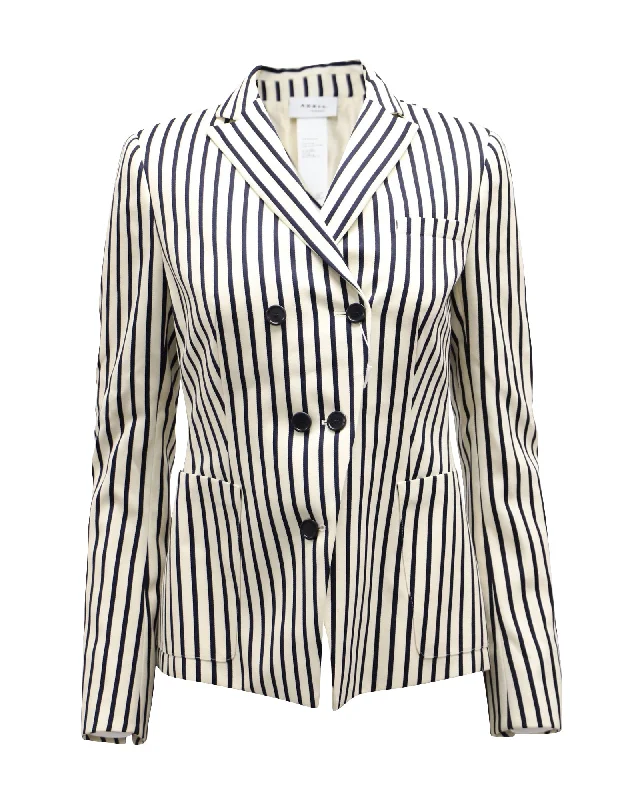 Akris Striped Blazer in Black and White Wool