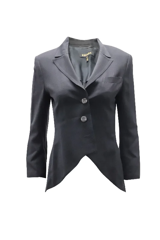 Escada Peplum-hem Blazer Jacket in Black Wool blend