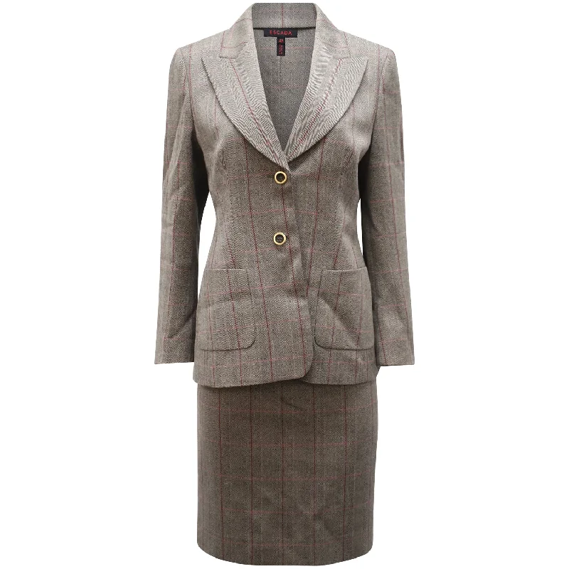 Escada Two Piece Plaid Suit and Skirt in Multicolor Wool