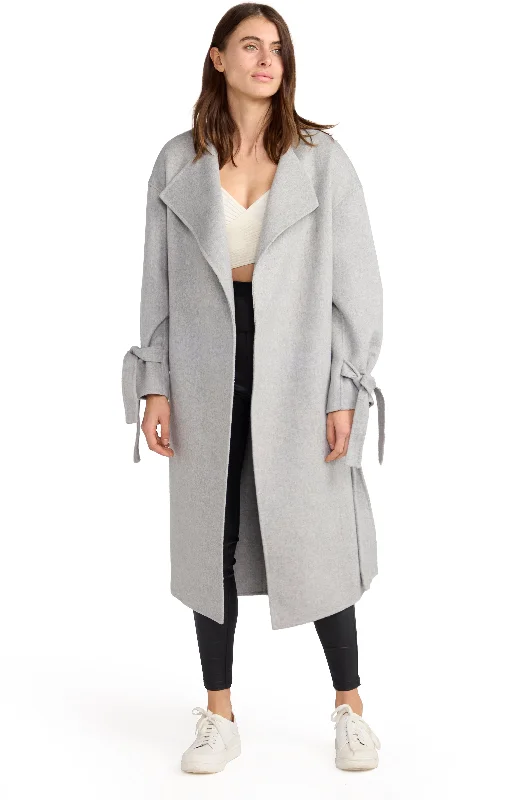 Head Over Heels Collarless Robe Coat - Grey Marle