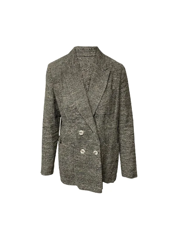 Isabel Marant Kelis Double-breasted Donegal Jacket In Grey Silk