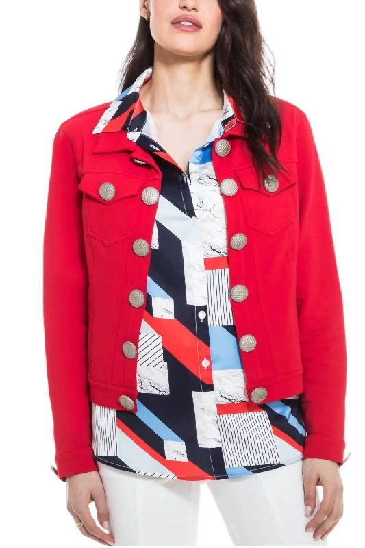 Jacket With Decorative Buttons In Red