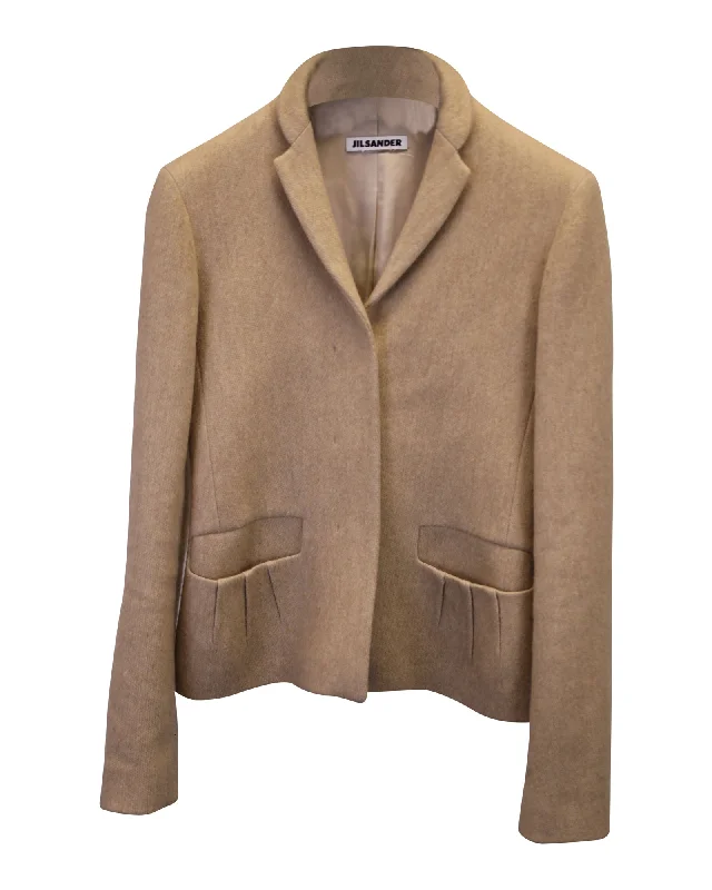 Jil Sander Single-Breasted Blazer in Beige Wool