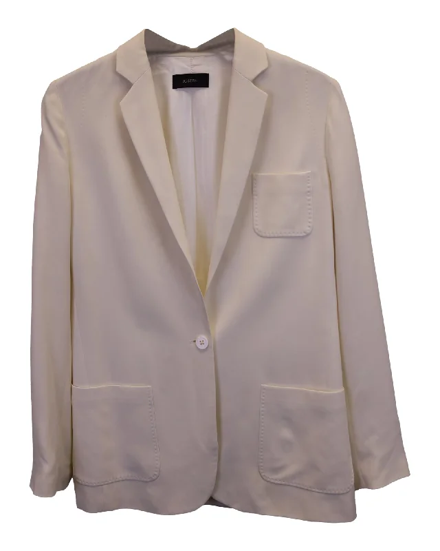 Joseph Single-Breasted Blazer in Ivory Silk