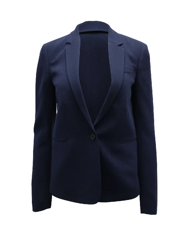 Joseph Single-Breasted Blazer in Navy Blue Acetate