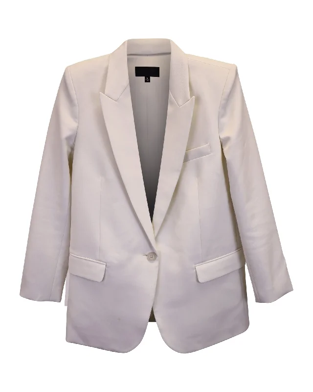 Nili Lotan Single-Breasted Blazer in White Cotton