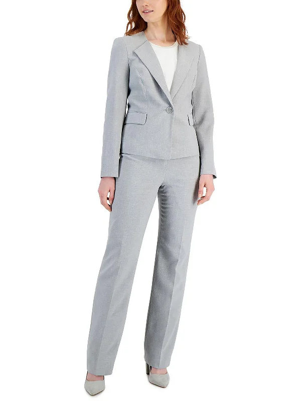 Petites Womens One Button Business Pant Suit