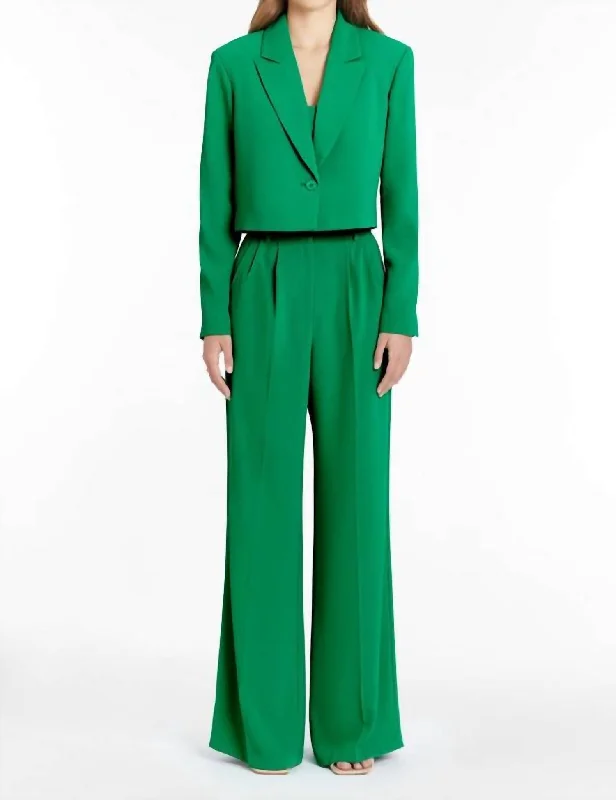 Reggie Cropped Blazer In Green