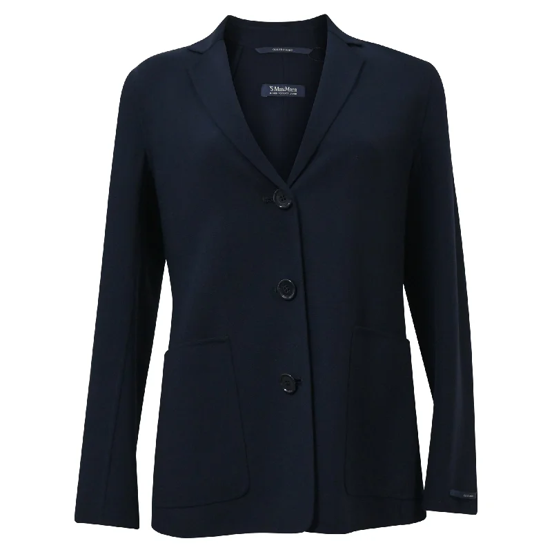 'S Max Mara Single-Breasted Cucito Amano Jacket in Navy Blue Wool