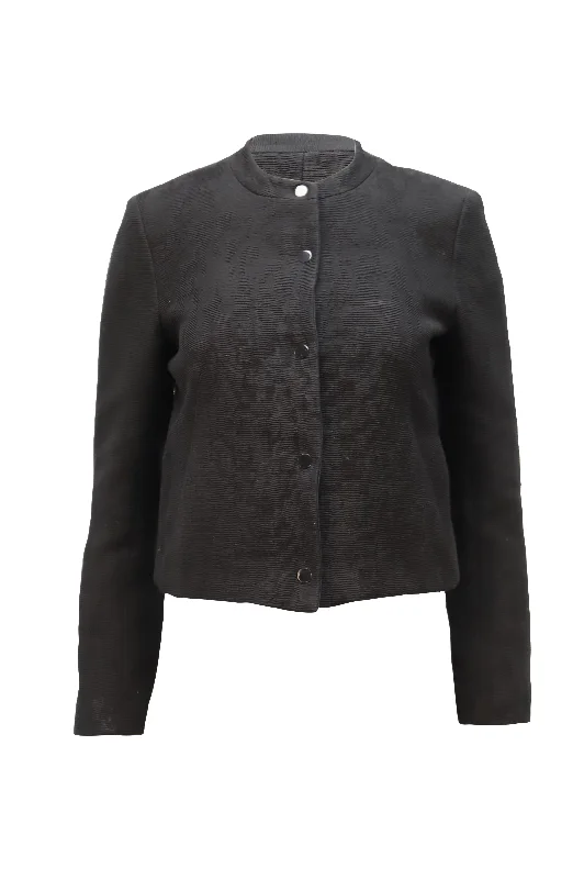 Sandro Paris Cropped Corduroy Blazer in Black Viscose