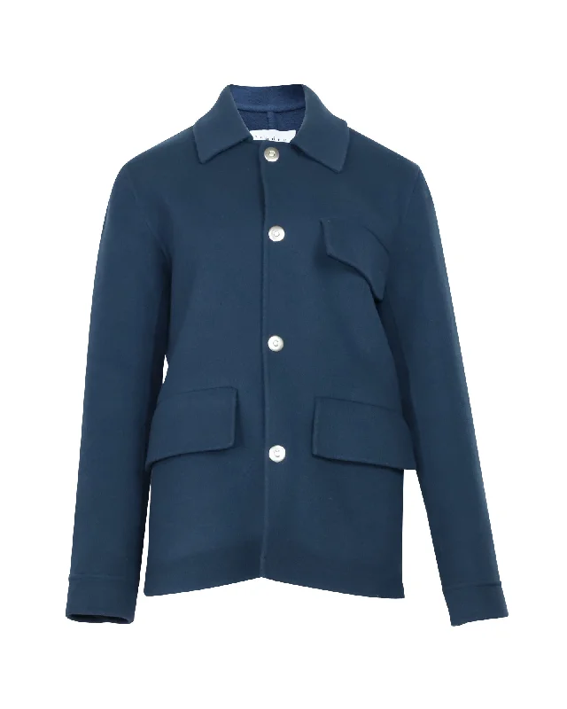 Sandro Paris Two Pocket Blazer in Blue Wool