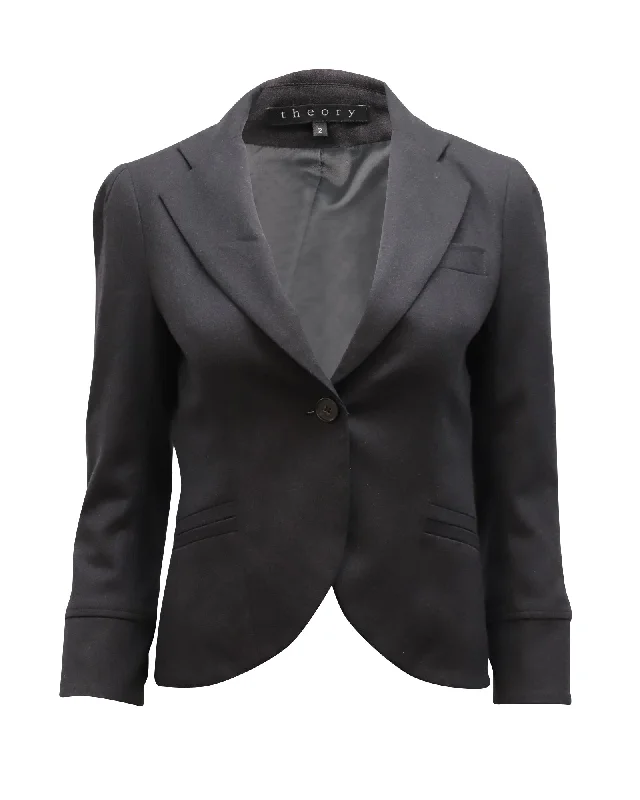 Theory Cropped Jacket in Black Wool