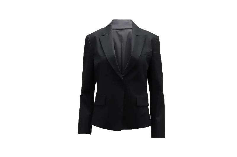 Theory Single-Breasted Blazer in Black Cotton