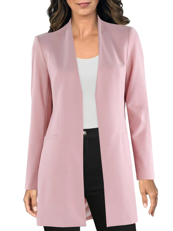 Womens Collarless Suit Separate Open-Front Blazer