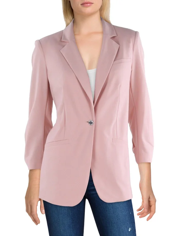 Womens Crepe Business One-Button Blazer