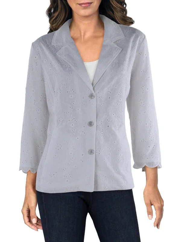 Womens Embroidered Business Two-Button Blazer