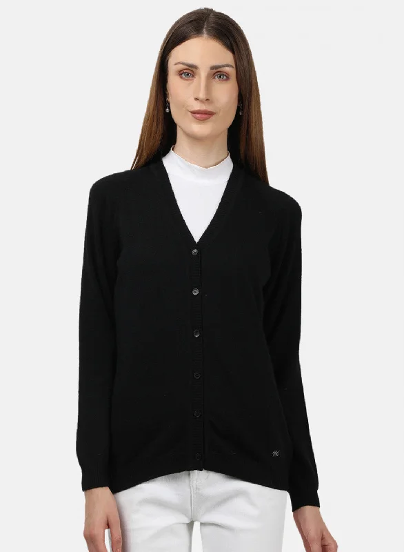 Women Black Solid Cardigan