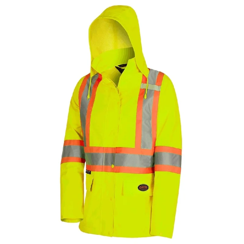 Women's Pioneer High-Visibility Waterproof Rain Work Jacket 5628W - Yellow