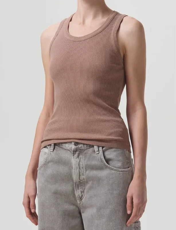 Poppy Scoop Neck Tank, Truffle