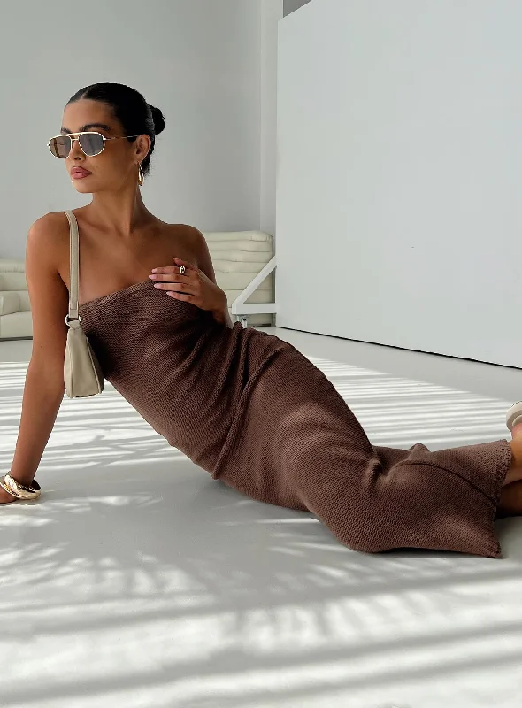 Flow Strapless Maxi Dress Brown