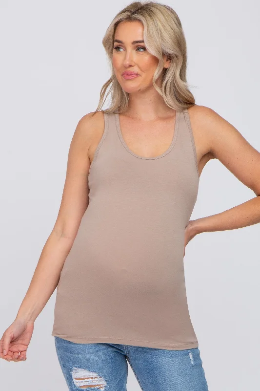 Mocha Fitted Maternity Tank Top