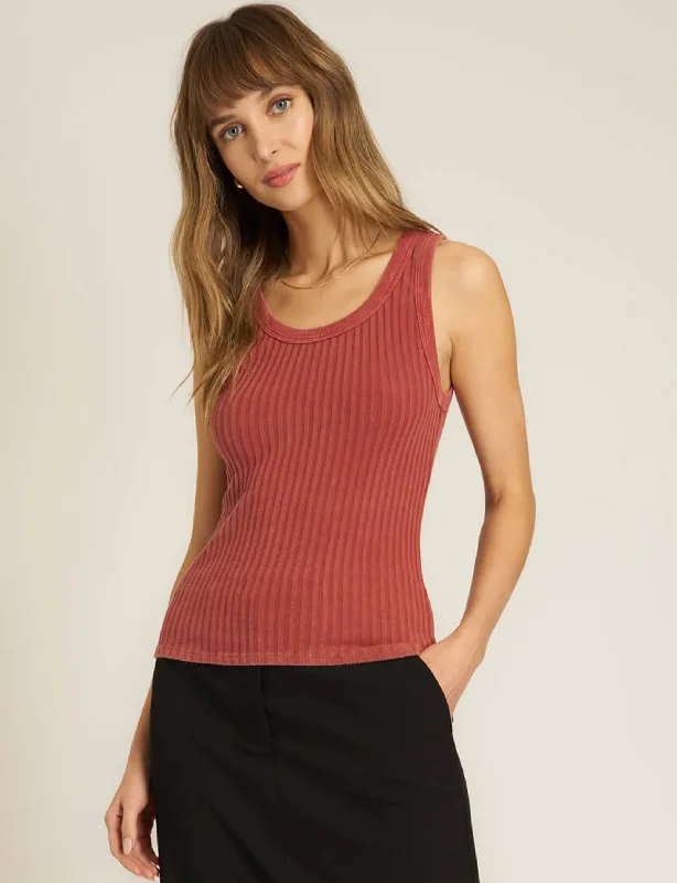 Cooper Sweater Rib Tank, Desert Clay