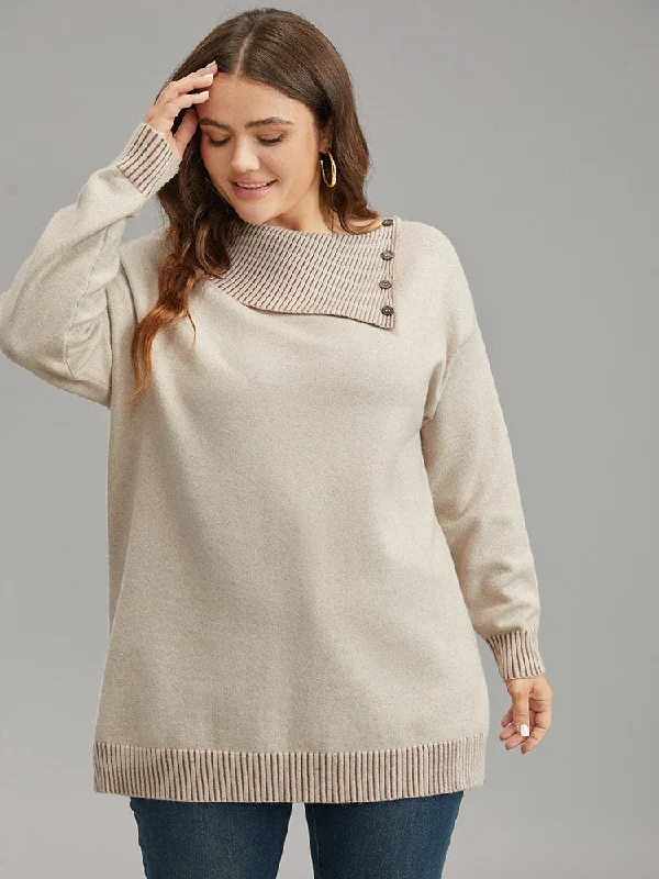 Supersoft Essentials Asymmetrical Neck Button Detail Pullover