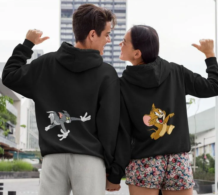 Tom and jerry couple oversized hoodie