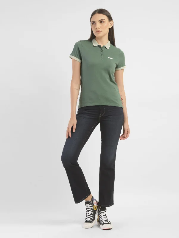 Women's Solid Polo T shirt