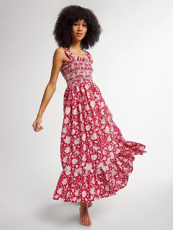 Garden Dress in Red Zinnia