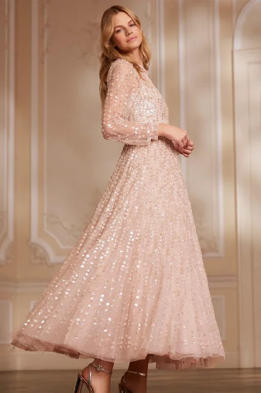 Raindrop Long Sleeve Ankle Gown