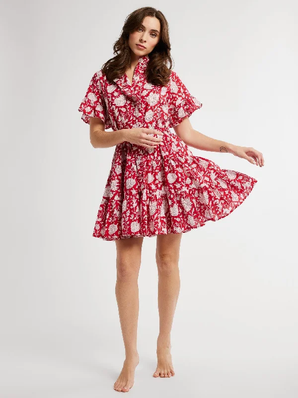 Violetta Dress in Red Zinnia