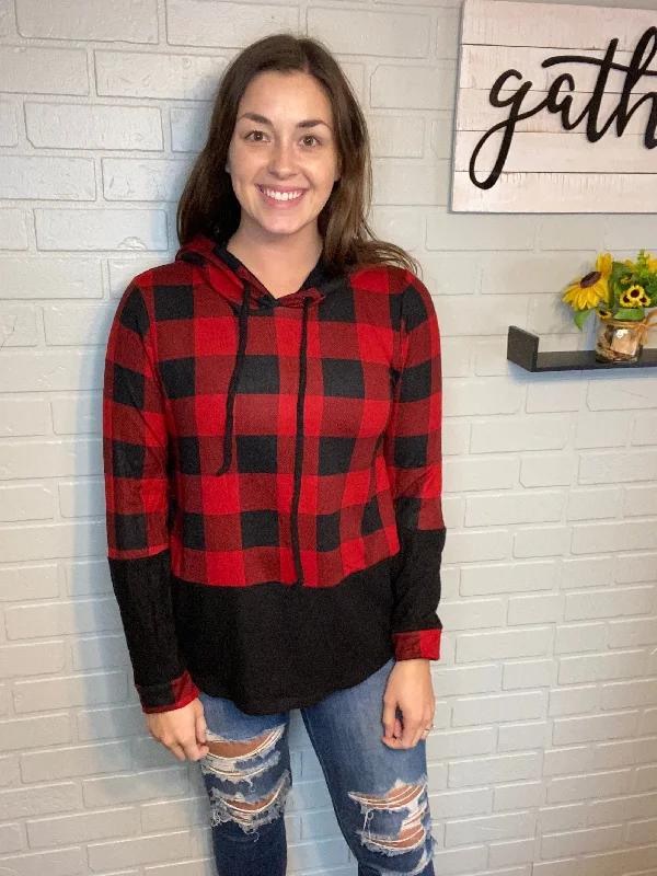 Red & Black Buffalo Plaid Hoodie