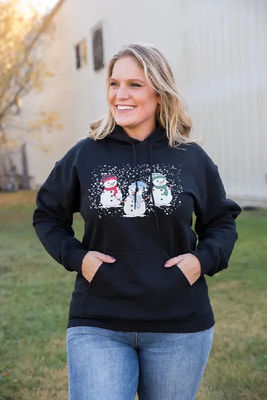 Snowmen Friends Graphic Hoodie in Black