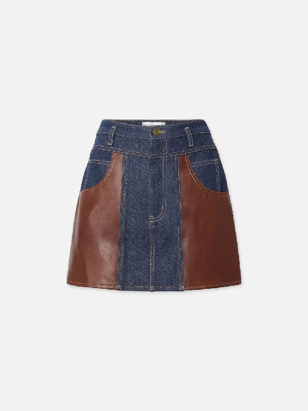 Atelier Denim And Leather Skirt -- Arlow