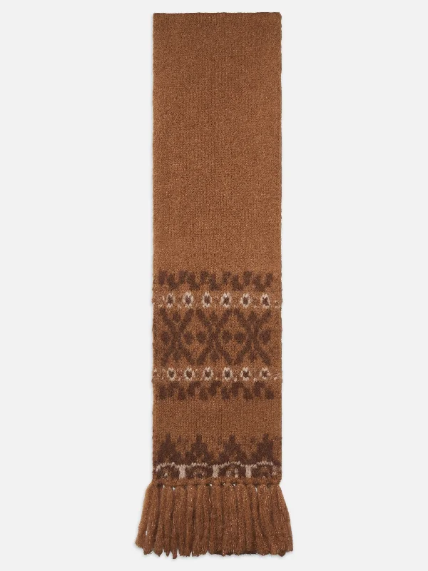 Fairisle Scarf -- Camel Multi