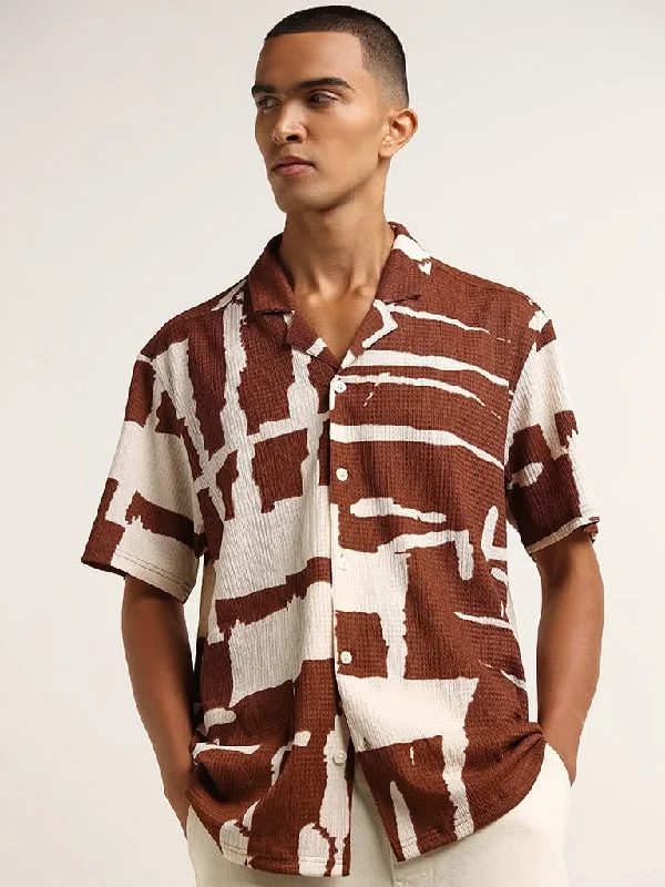 Women's discounted work pants Cargo women jeans with multiple pockets for added functionality Nuon Brown Abstract Print Relaxed Fit Shirt Women's discounted work pants Cargo women jeans with multiple pockets for added functionality Nuon Brown Abstract Print Relaxed Fit Shirt